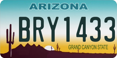 AZ license plate BRY1433