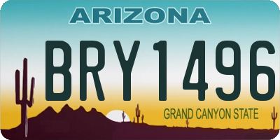 AZ license plate BRY1496