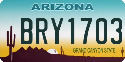 AZ license plate BRY1703