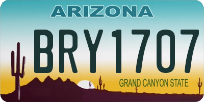 AZ license plate BRY1707
