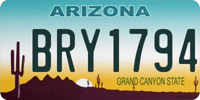 AZ license plate BRY1794