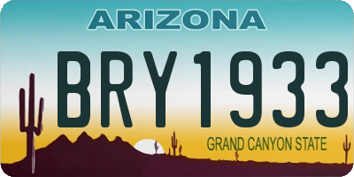 AZ license plate BRY1933