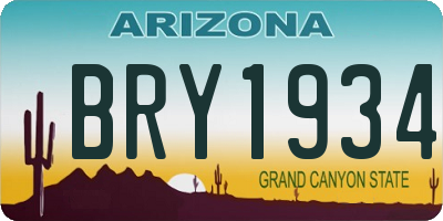 AZ license plate BRY1934