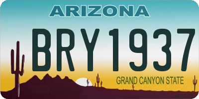 AZ license plate BRY1937