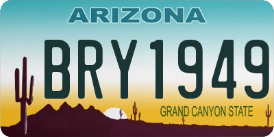 AZ license plate BRY1949
