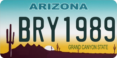 AZ license plate BRY1989