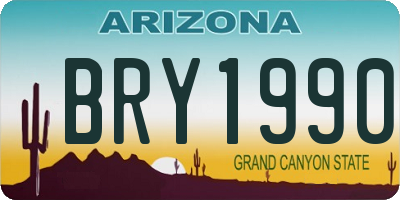 AZ license plate BRY1990