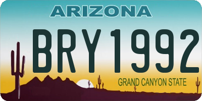 AZ license plate BRY1992