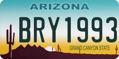 AZ license plate BRY1993