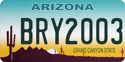 AZ license plate BRY2003