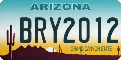 AZ license plate BRY2012