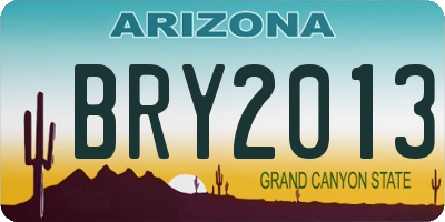 AZ license plate BRY2013