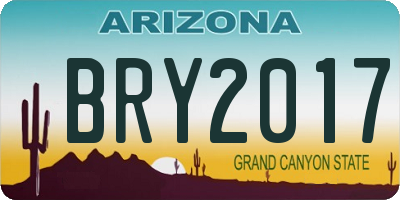 AZ license plate BRY2017