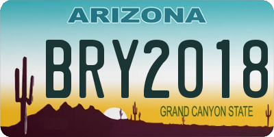 AZ license plate BRY2018