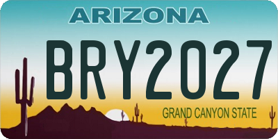 AZ license plate BRY2027