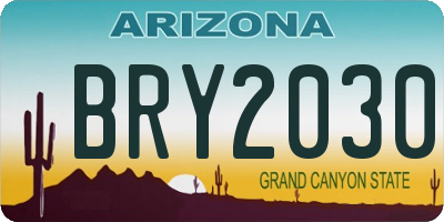 AZ license plate BRY2030