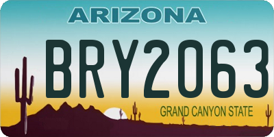 AZ license plate BRY2063