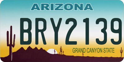 AZ license plate BRY2139