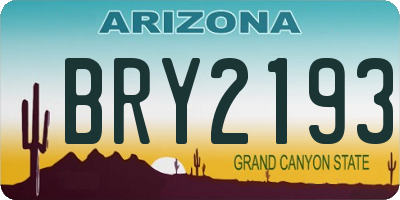 AZ license plate BRY2193
