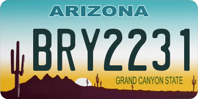 AZ license plate BRY2231