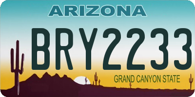 AZ license plate BRY2233
