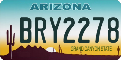 AZ license plate BRY2278