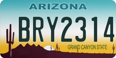 AZ license plate BRY2314