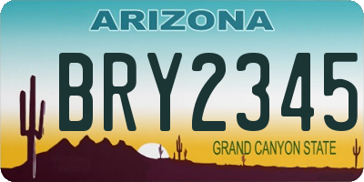 AZ license plate BRY2345