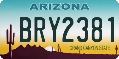 AZ license plate BRY2381