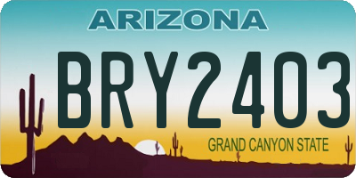 AZ license plate BRY2403