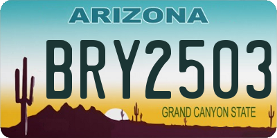 AZ license plate BRY2503
