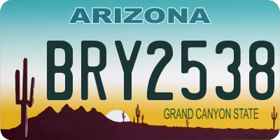 AZ license plate BRY2538
