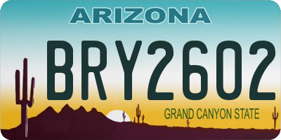 AZ license plate BRY2602