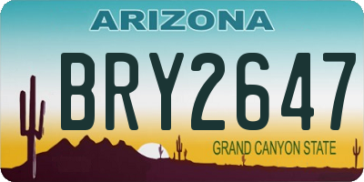 AZ license plate BRY2647