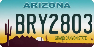 AZ license plate BRY2803