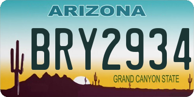 AZ license plate BRY2934