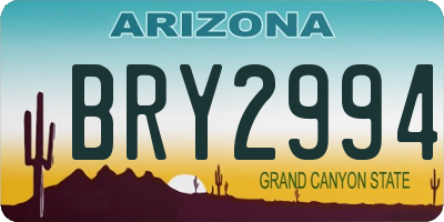 AZ license plate BRY2994