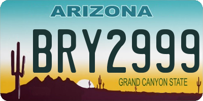 AZ license plate BRY2999