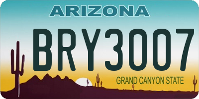 AZ license plate BRY3007