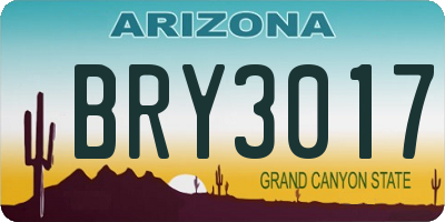 AZ license plate BRY3017