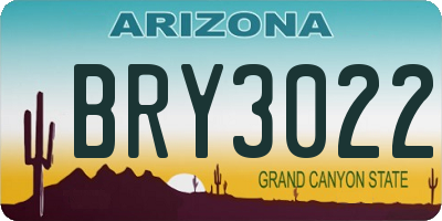 AZ license plate BRY3022