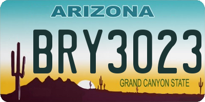 AZ license plate BRY3023
