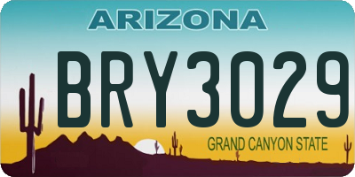 AZ license plate BRY3029
