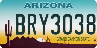 AZ license plate BRY3038
