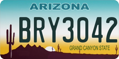 AZ license plate BRY3042