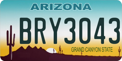 AZ license plate BRY3043
