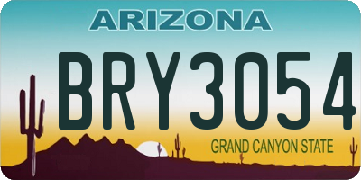 AZ license plate BRY3054