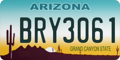 AZ license plate BRY3061