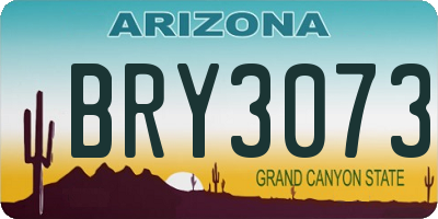 AZ license plate BRY3073