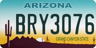 AZ license plate BRY3076